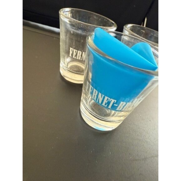 Fernet-Branca Milano Italian Liqueur White Set of 3 Clear Glass Shot Glasses New - Picture 2 of 6